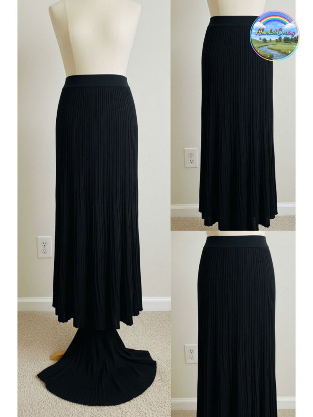 Wool Blend A-Line Pleated Skirt